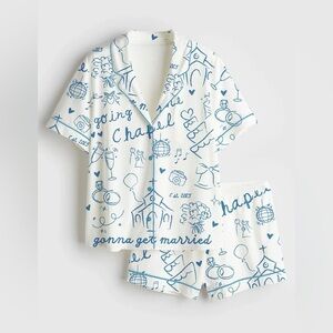 Blue and White Women's Pajama Set